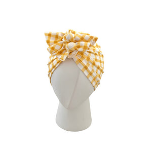 Baby Bow Turban Hat in Gingham Print Sweet Tots NZ