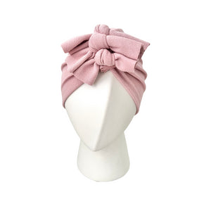 Baby Bow Turban Hat in Dusk Knit Blush from Sweet Tots NZ
